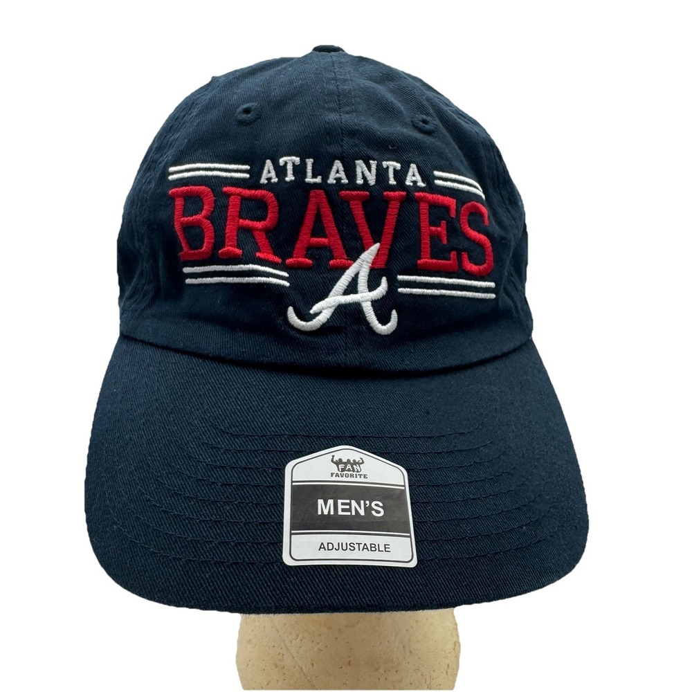 MLB‎ Atlanta Braves Hat Adjustable New Embroidered Navy Cotton Baseball Cap Logo